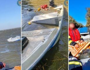 S-au răsturnat cu barca, în Delta Dunării