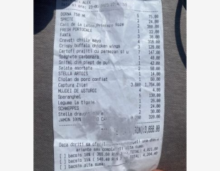 Nota de plată șocantă la un restaurant în Mamaia Nord