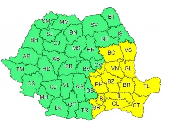 Dobrogea: Cod Galben de precipitații și vânt puternic