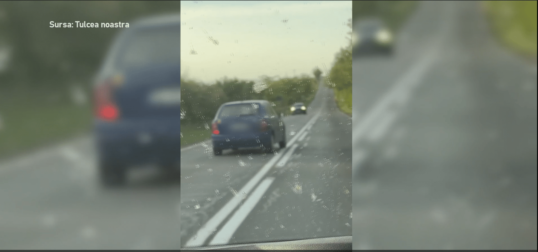Slalom periculos pe o șosea din Tulcea