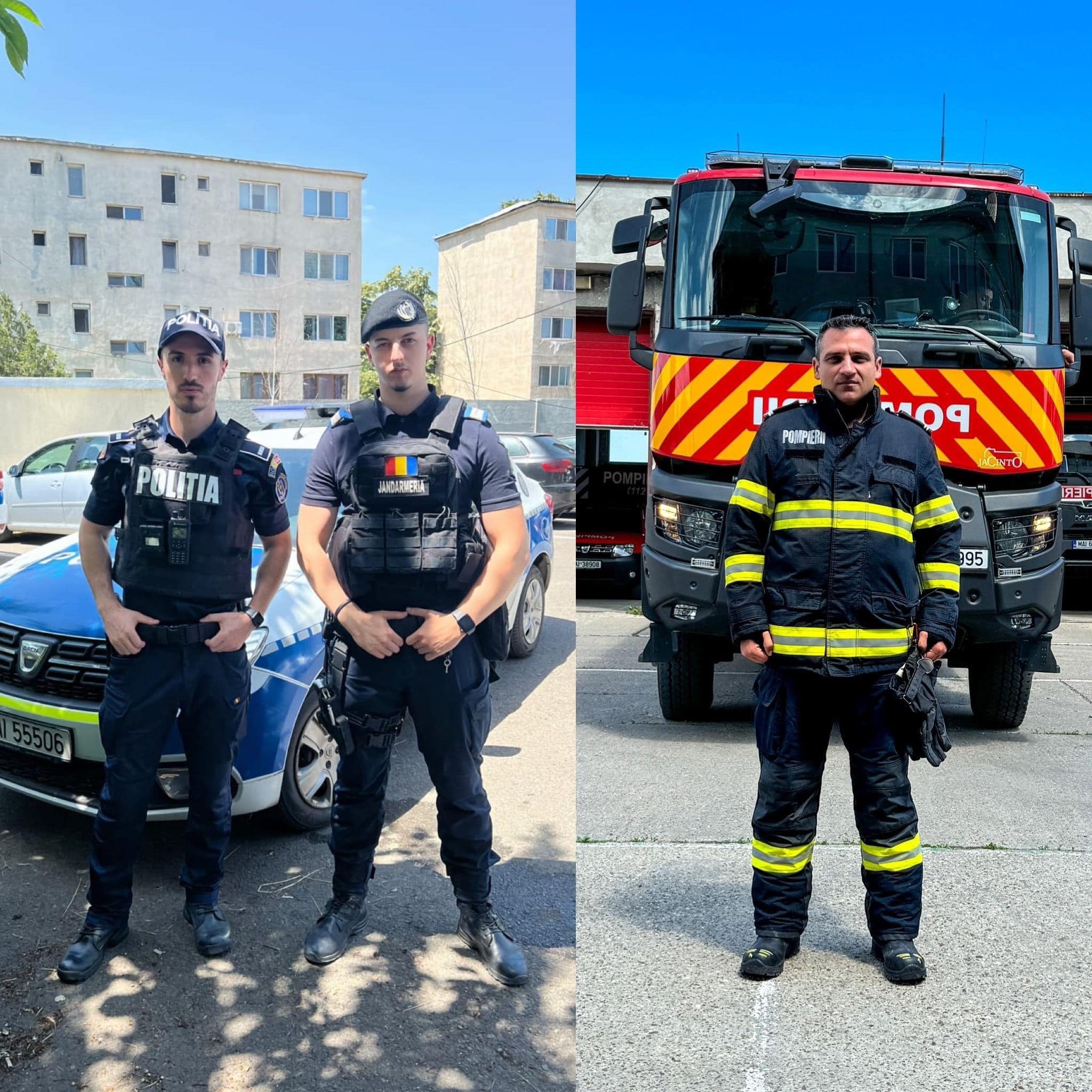 Vasilică, Ionuț și Viorel,  salvatorii eroi care au intervenit în cazul bărbatului care amenința că se autoincendiază în parcarea unui mall