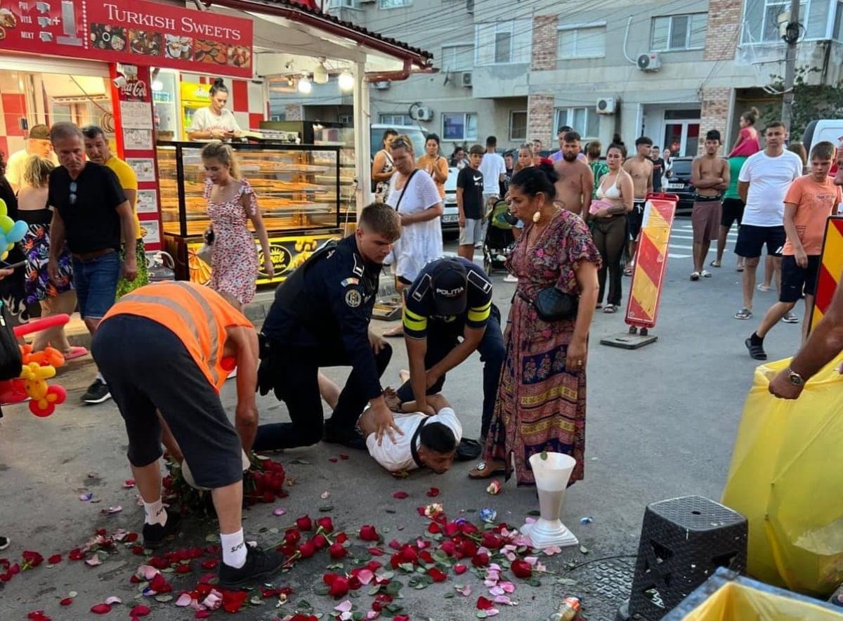Un bărbat care făcea comerț ambulant a fost săltat de polițiști după ce a făcut scandal la Costinești