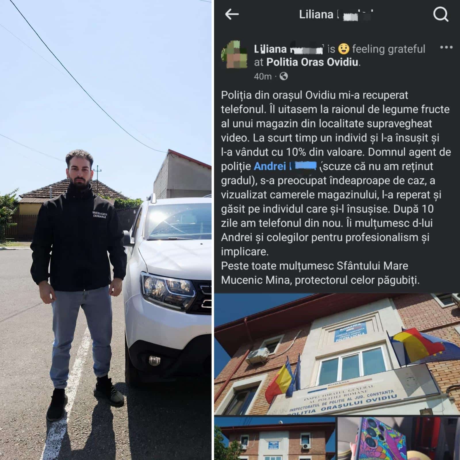 Un polițist din Ovidiu a ajutat o femeie să își recupereze telefonul furat și pus la vânzare 