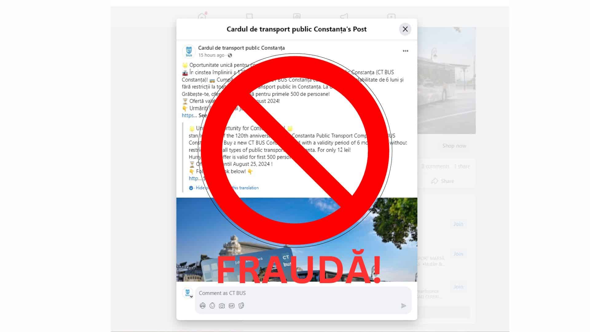 Atenție! Tentativă de fraudă în numele CT BUS