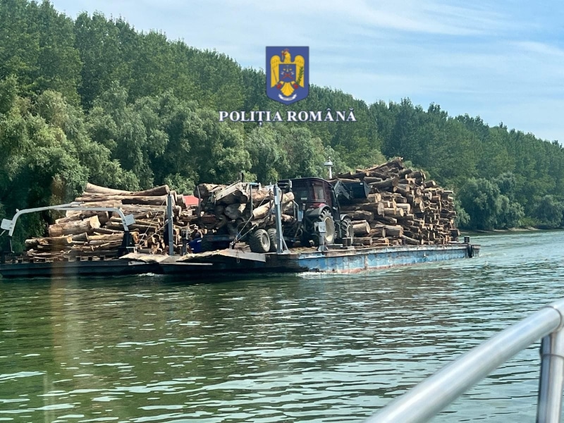 Două barje cu material lemnos, descoperite ilegal de polițiști pe brațul Sf. Gheorghe