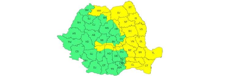 ANM: Cod galben de ploi torențiale și vânt puternic în Dobrogea