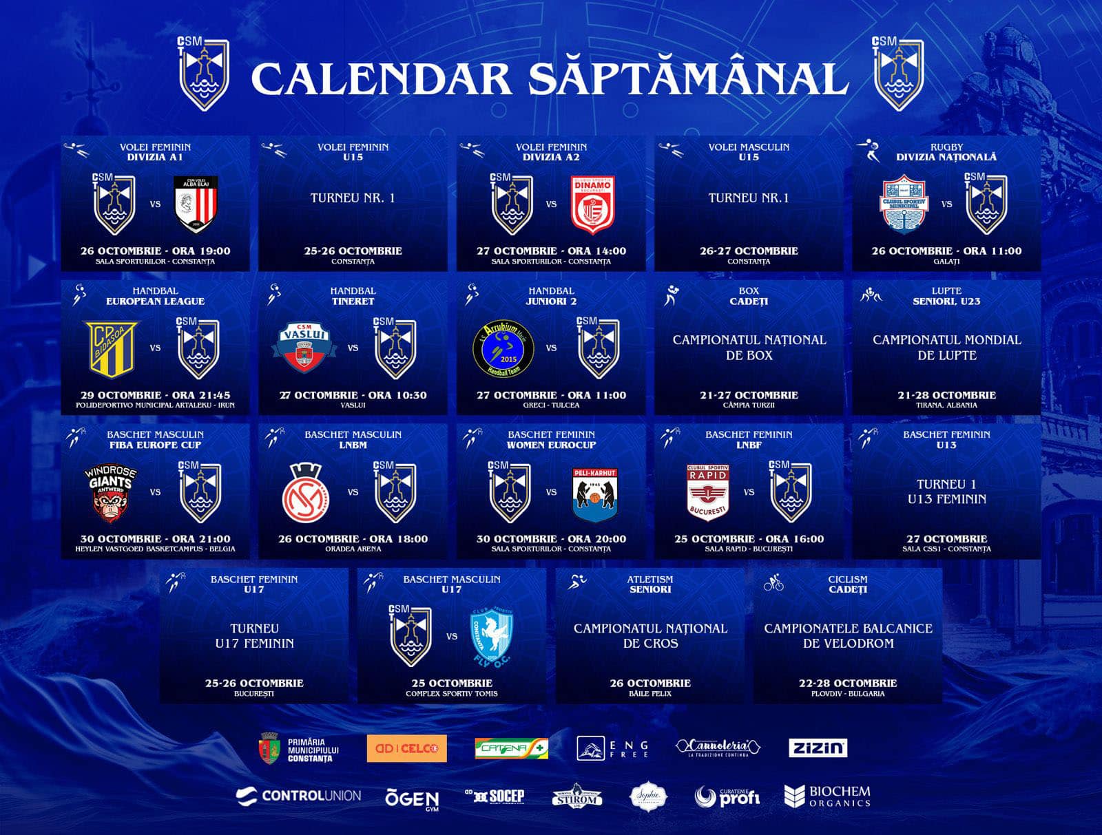 Calendarul CSM Constanța pentru sfârșitul lunii octombrie