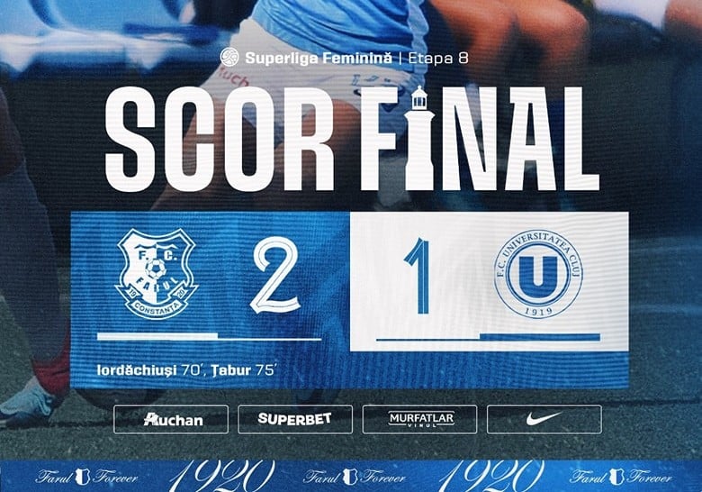 Farul Constanța se impune spectaculos: Universitatea Cluj învinsă cu 2-1 în duelul Superligii feminine!