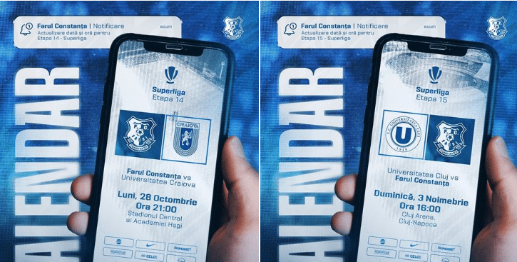 Programul ultimelor două etape din tur pentru Farul Constanța