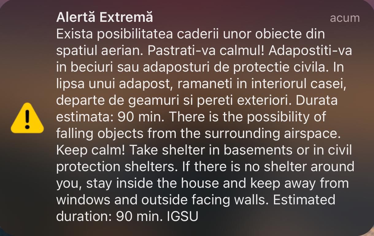 Mesaj RO-Alert în nord-estul județului Tulcea