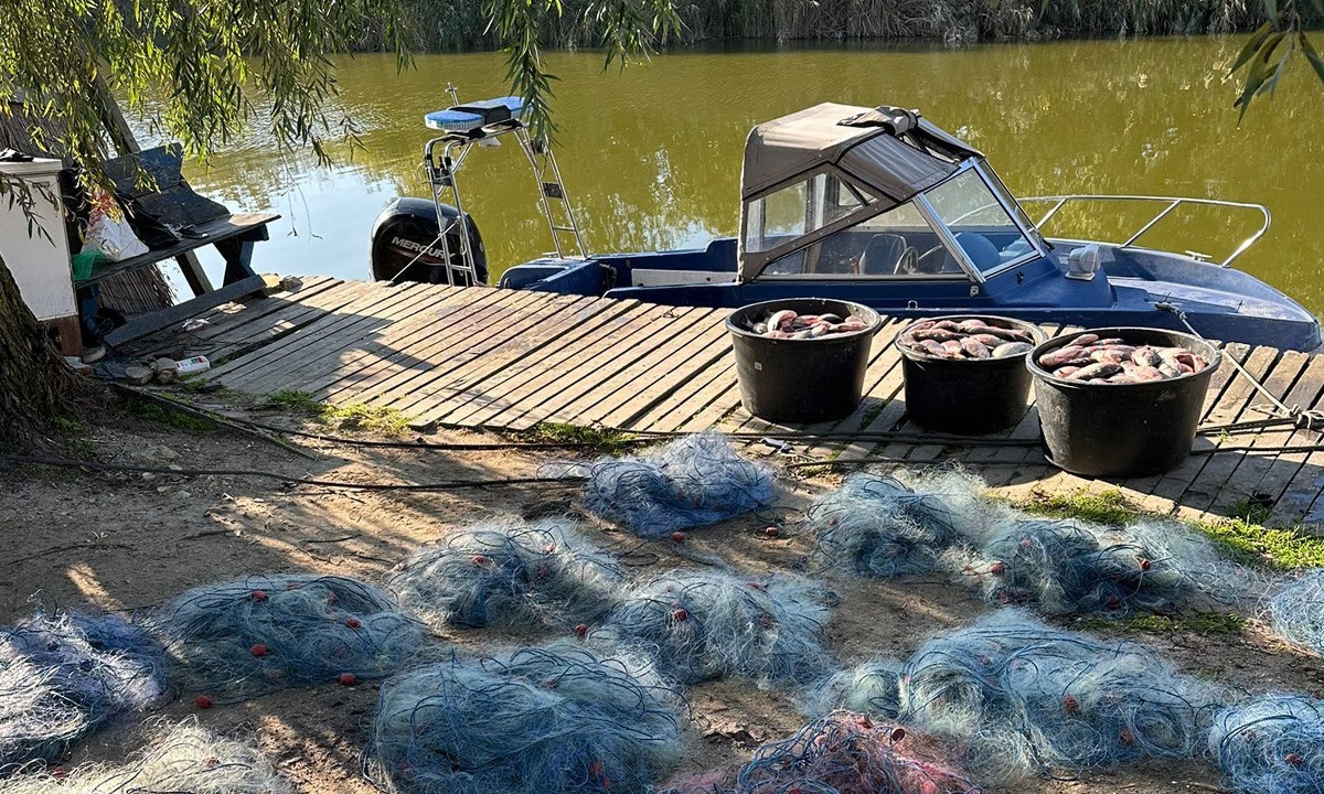Peste 1.000 de metri de plase mono-filament și 177 kilograme de pește descoperite de polițiștii de frontieră