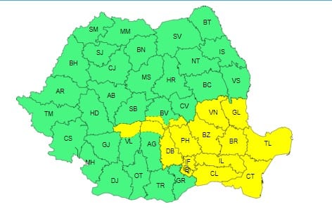 Cod galben de ploi în județul Constanța