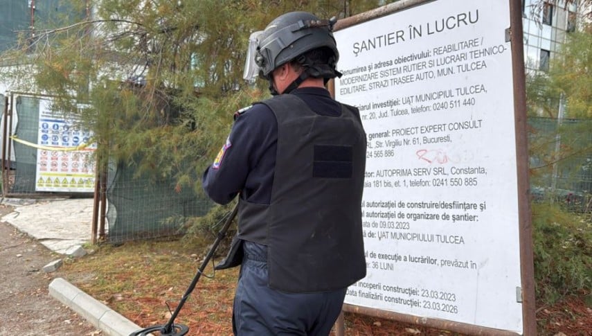 ISU Tulcea a intervenit pentru a ridica un element de muniție rămas neexplodat