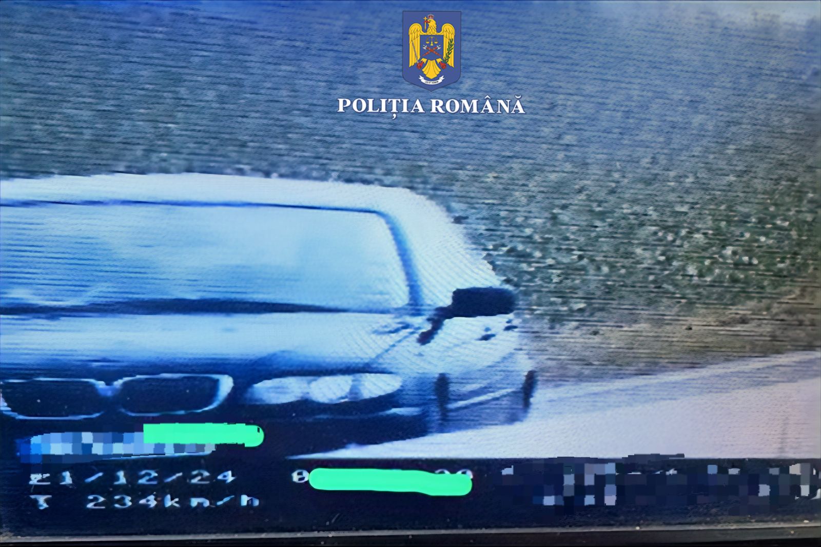 Tânăr prins gonind cu 234 km/h pe D.N. 2A, permis suspendat pentru 120 de zile