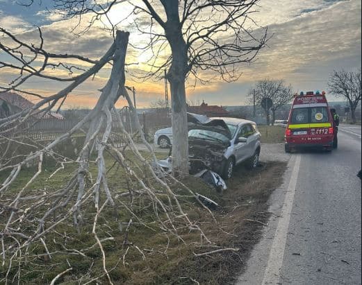 Un șofer a intrat cu mașina într-un copac din localitatea Cataloi