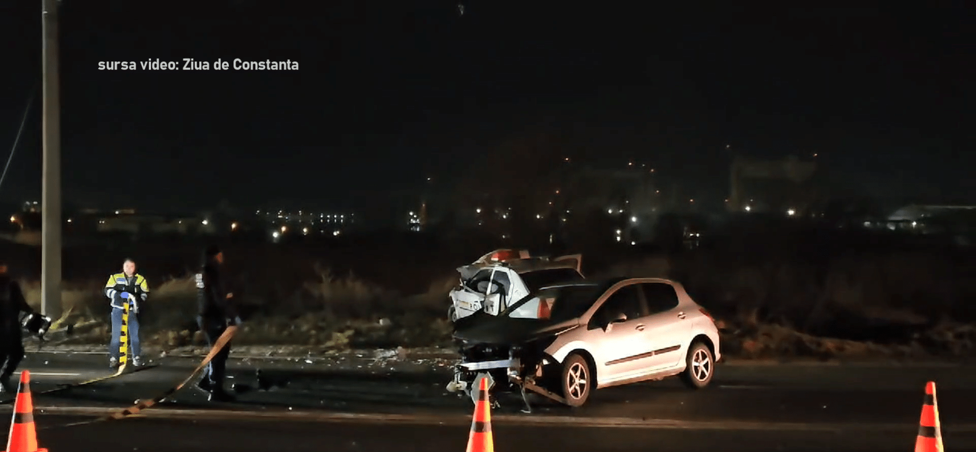 Accident violent la ieșirea din Mangalia: Un polițist și un tânăr de 24 de ani, răniți în urma coliziunii frontale