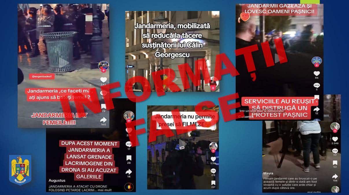 Fake news despre jandarmi circulă pe TikTok și Facebook