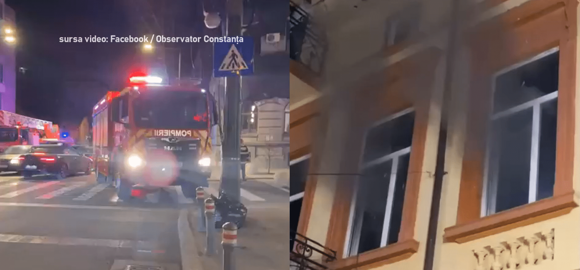 Incendiu puternic în centrul Constanței. Intervenția pompierilor îngreunată de stâlpișorii montați de primărie
