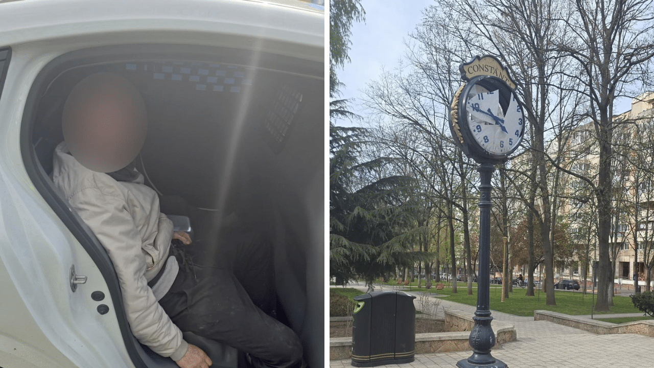 Ceasul din Parcul Tomis II, vandalizat! Autorul a fost prins în flagrant de Poliția Locală Constanța