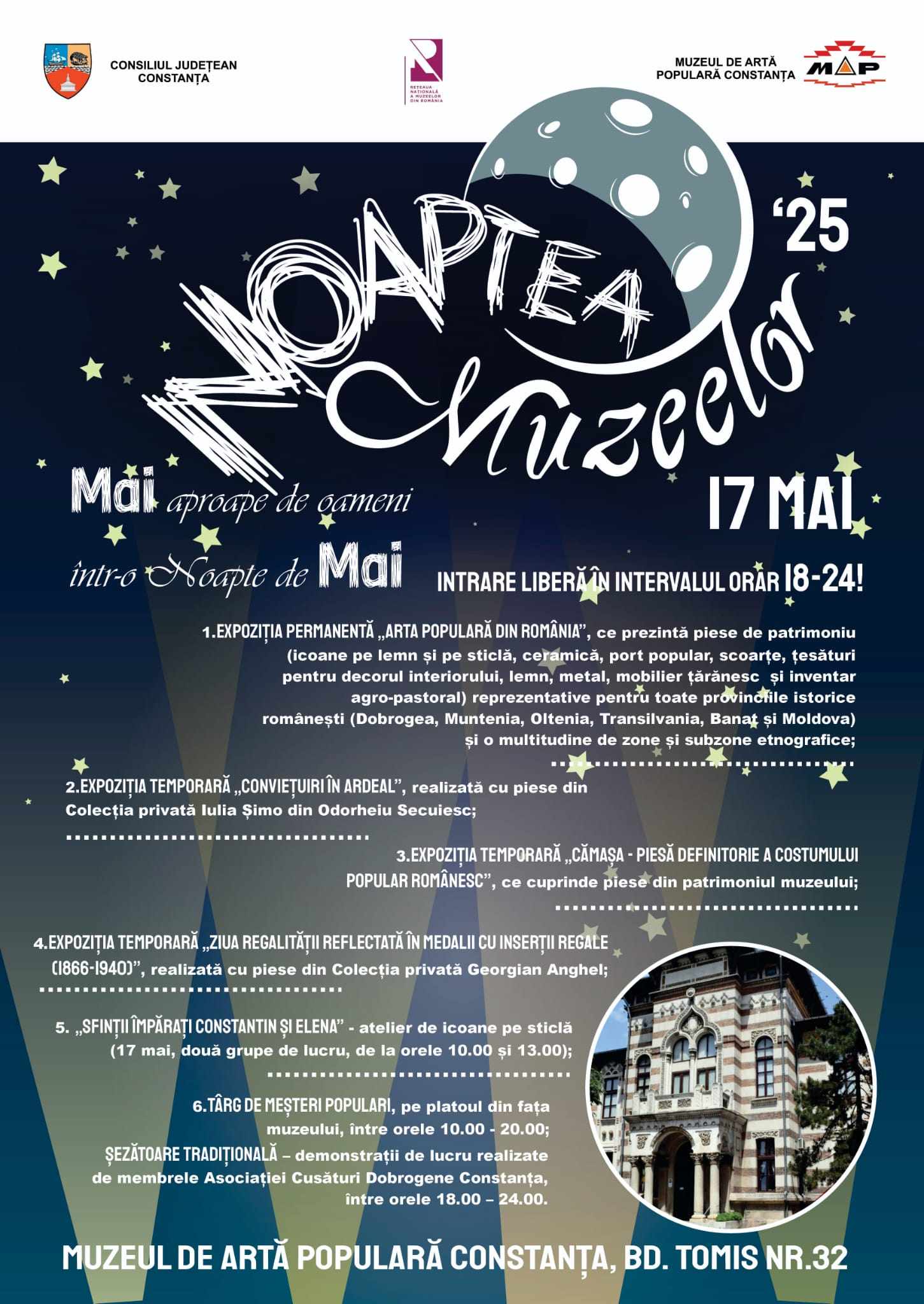 Noaptea Muzeelor la Muzeul de Artă Populară Constanța: Expoziții, ateliere și târg de meșteri