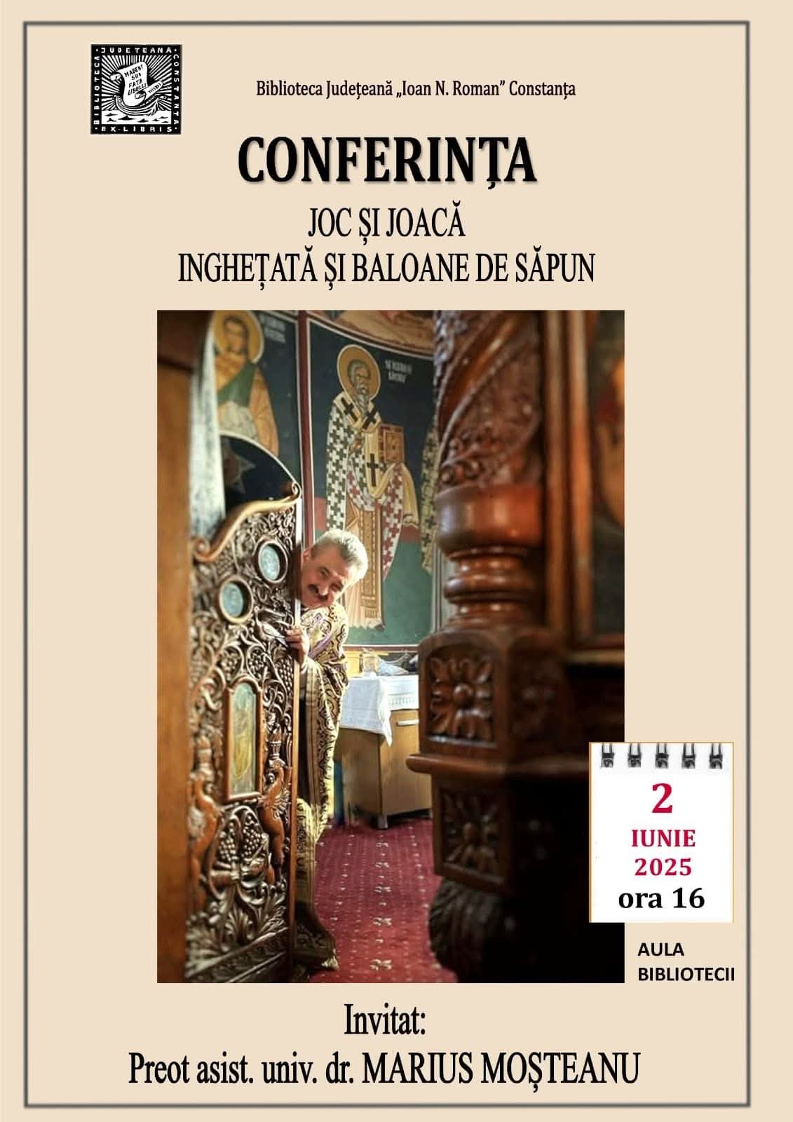 Părintele Marius Moșteanu revine la Biblioteca Județeană cu o conferință dedicată copilăriei