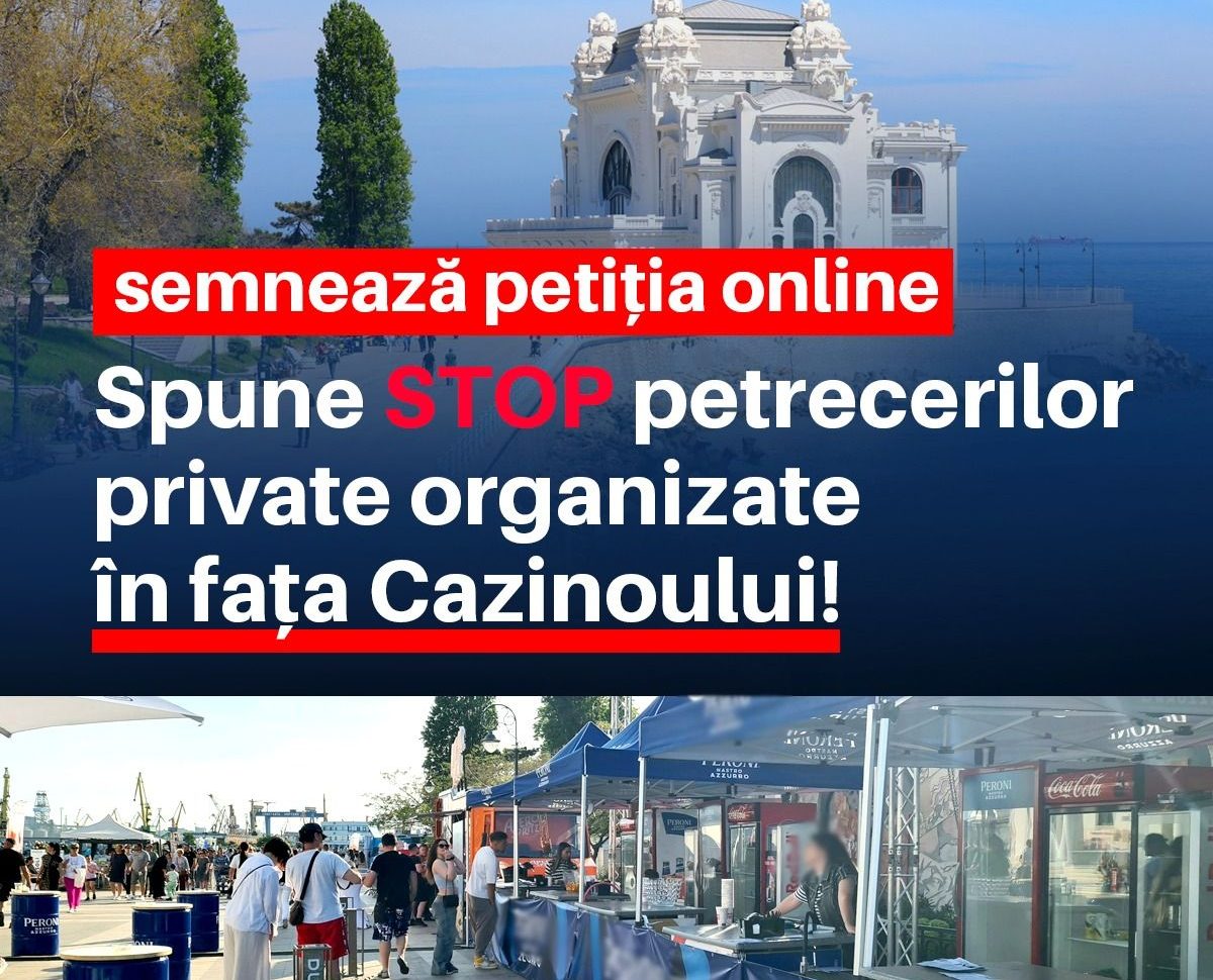 USR Constanța a inițiat petiția „Spune STOP petrecerilor private organizate în fața Cazinoului!”