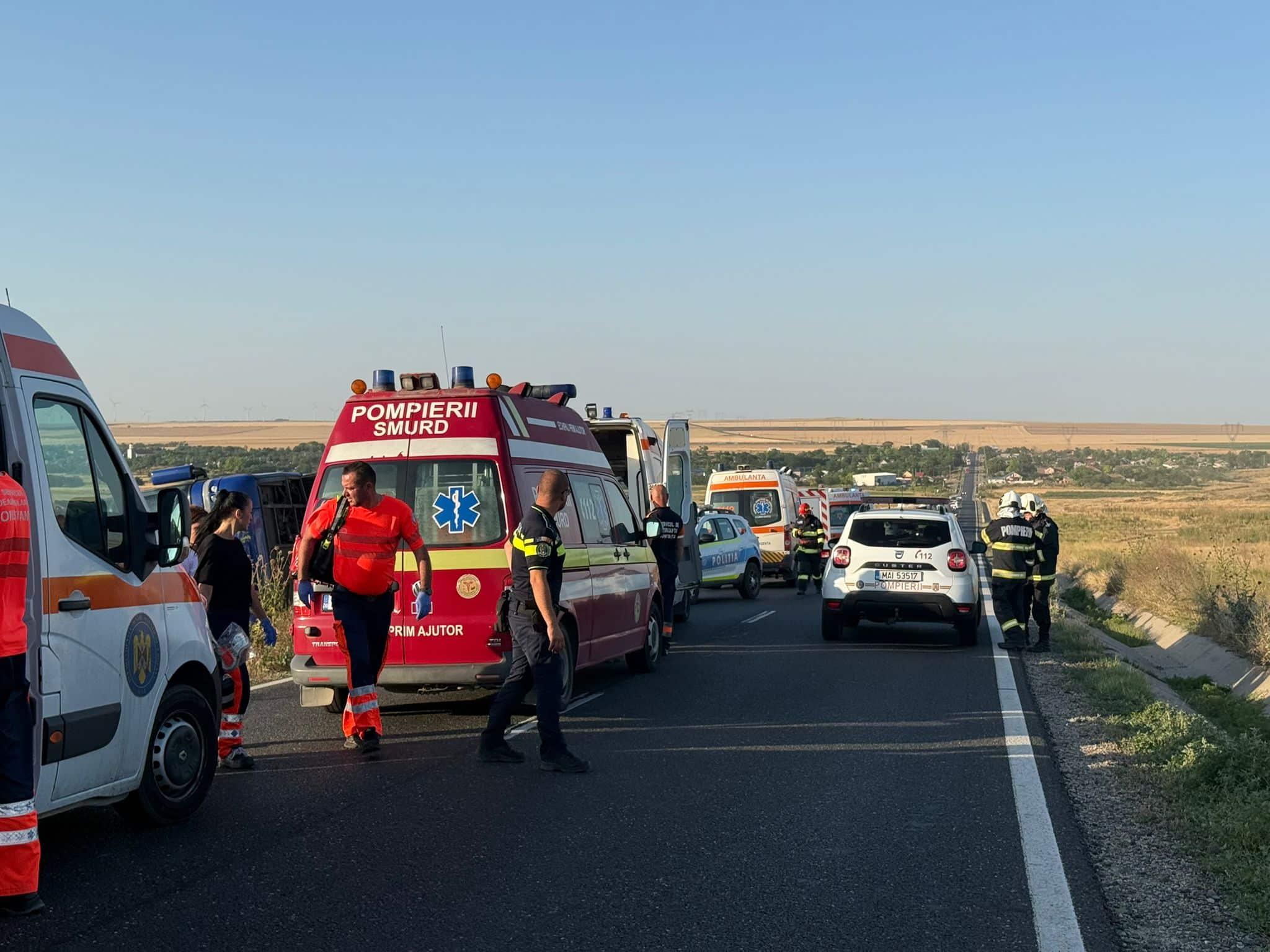 Accident rutier la Tariverde: Ce spune IPJ Constanța despre autocarul răsturnat pe DN22
