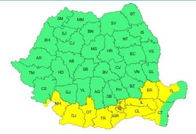 ANM: Cod galben de caniculă în județul Constanța. Avertizări meteo pentru începutul săptămânii
