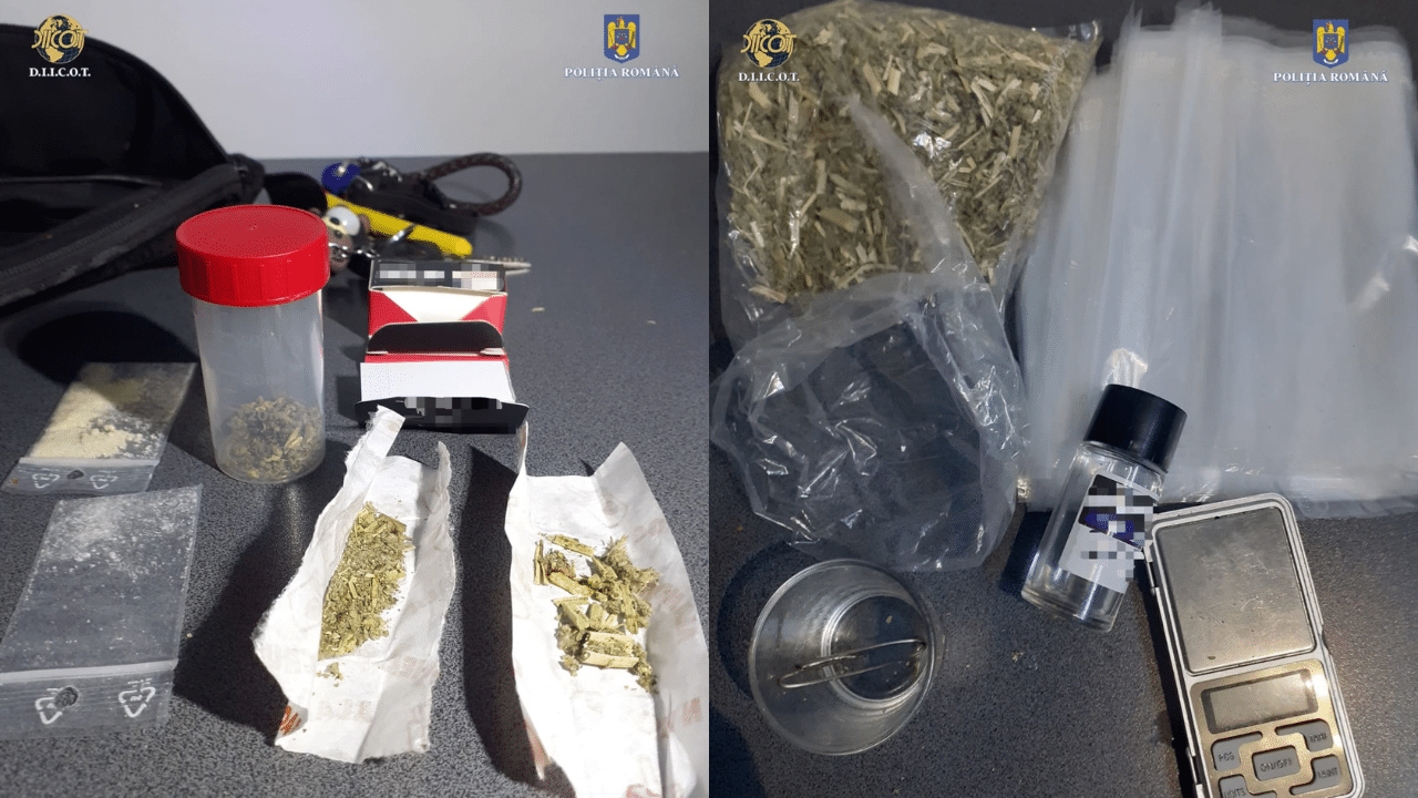 FOTO. Reținut pentru trafic de droguri de mare risc în Constanța: substanțe psihoactive și echipamente de preparare confiscate