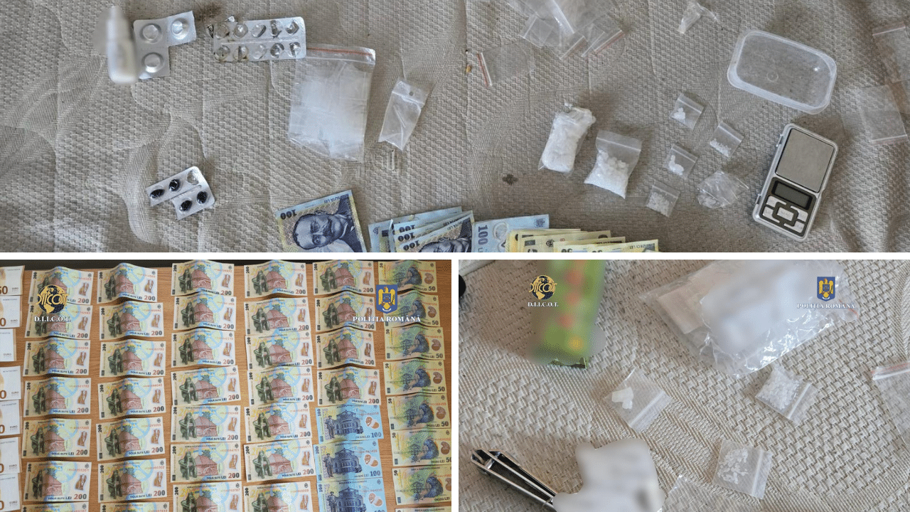 FOTO/VIDEO. 12 percheziții la Constanța: substanțe psihoactive și droguri de risc ridicate de anchetatori