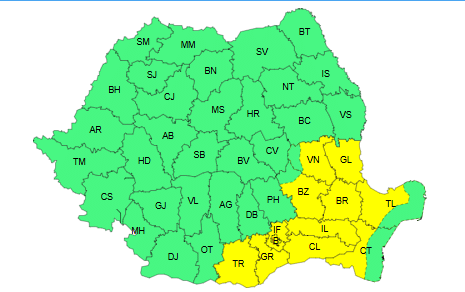 ANM: Cod galben de caniculă și instabilitate atmosferică în Dobrogea și alte regiuni