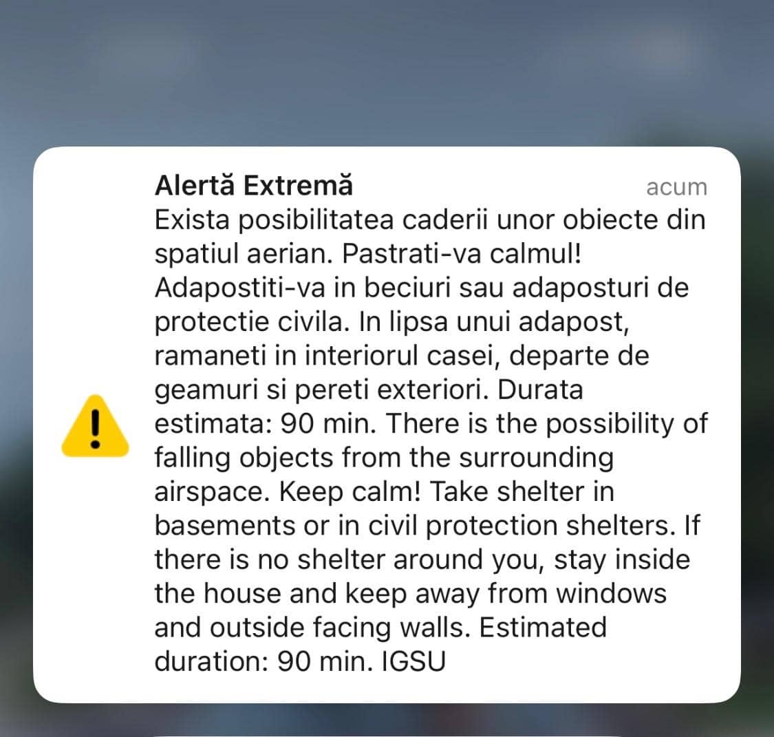 Mesaj RO-Alert în nordul județului Tulcea: Noi atacuri la granița României