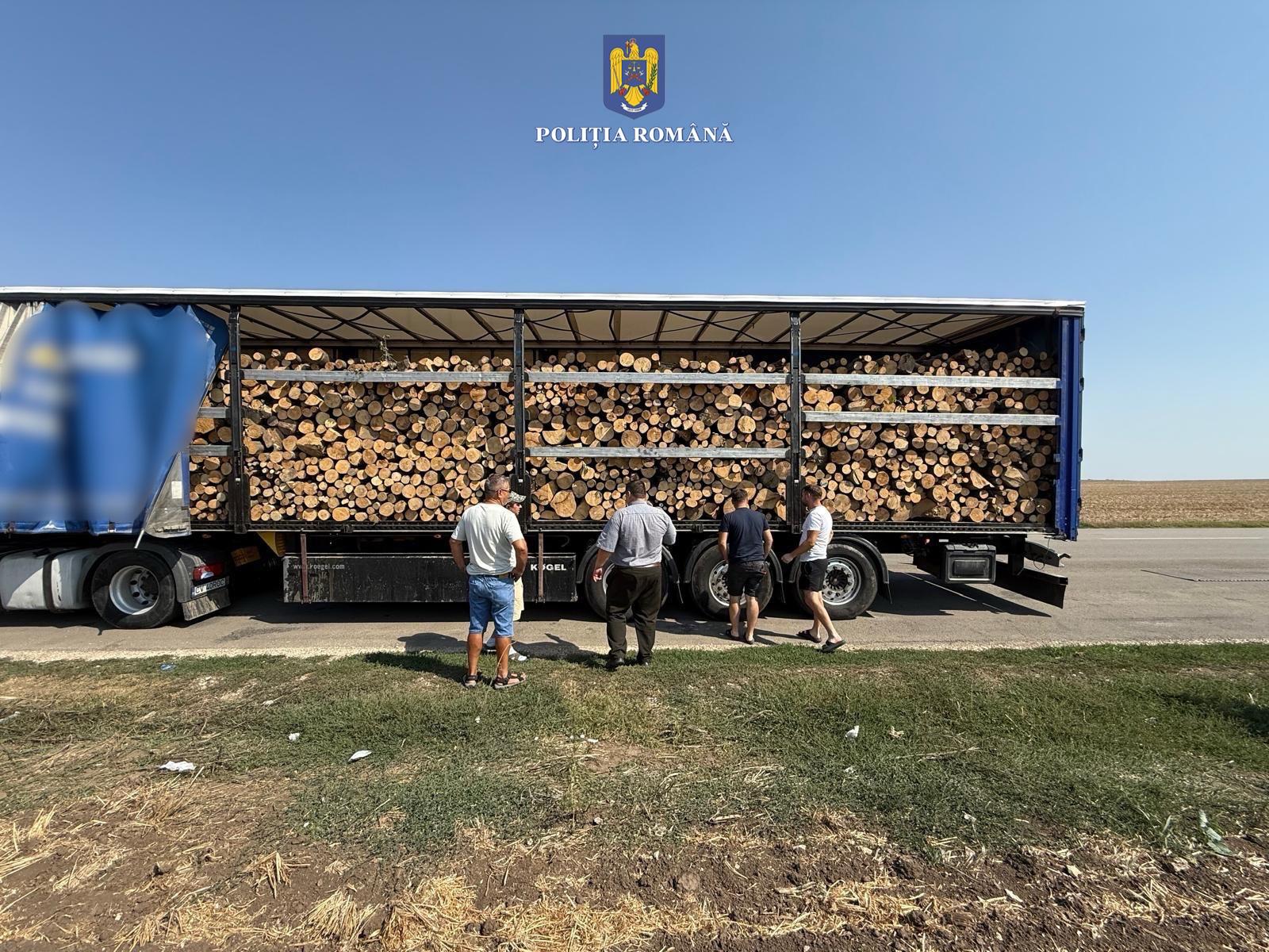 Camion încărcat ilegal cu lemne, oprit de polițiști la Topraisar