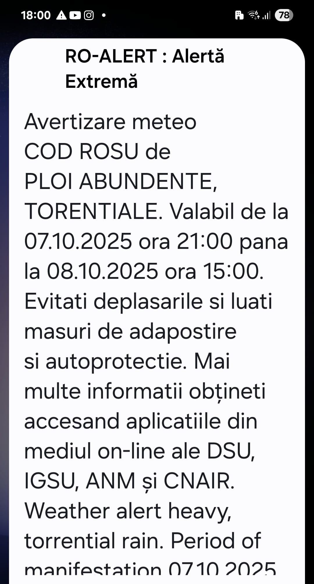 Constanța sub Cod Roșu de ploi torențiale!
