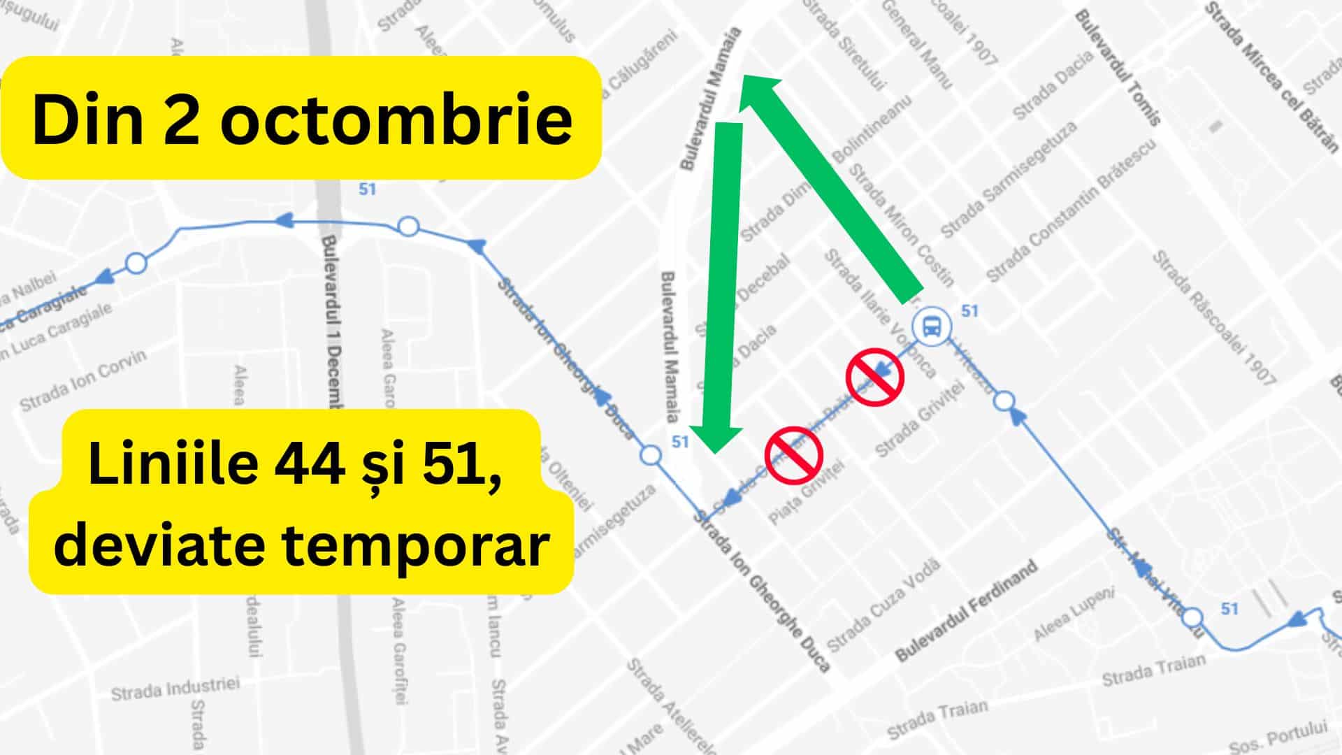 Două linii CT Bus își modifică temporar traseul