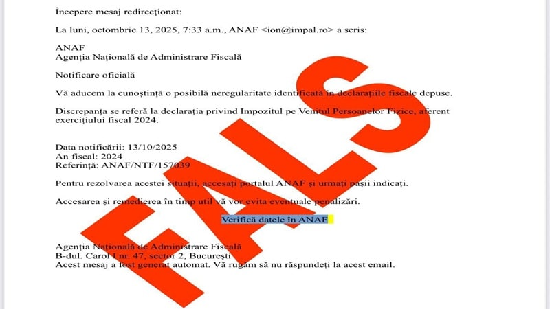 O nouă tentativă de fraudă în numele ANAF: atenție la ce e-mailuri primiți
