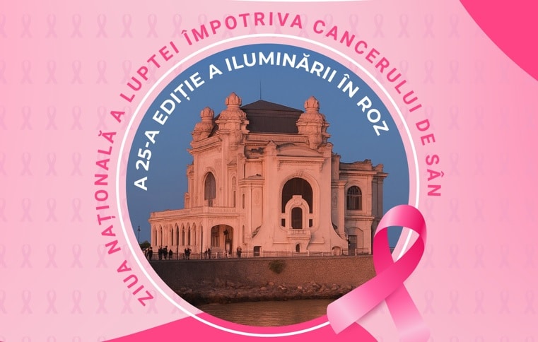 Cazinoul, iluminat în roz, de Ziua Împotriva Cancerului de Sân