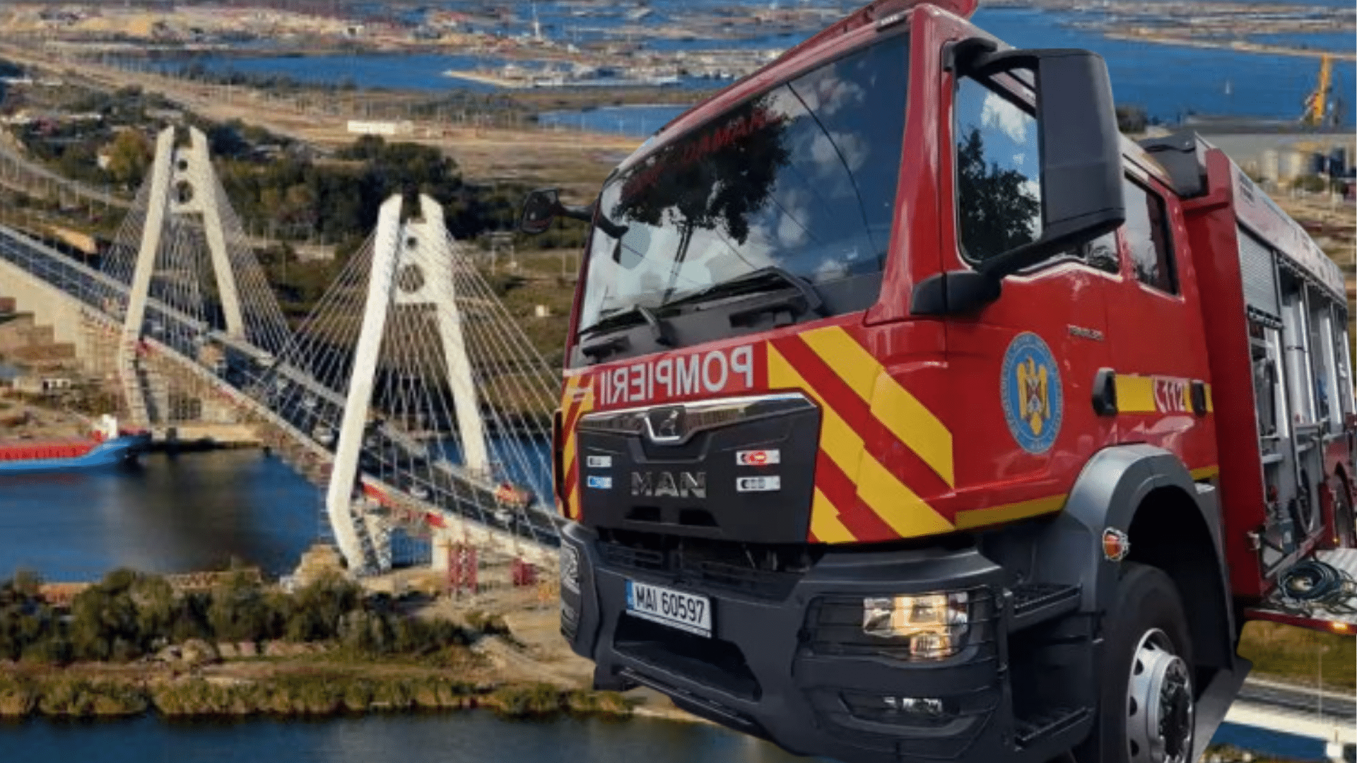 Incendiu pe podul Agigea: O mașină s-a transformat în scrum!