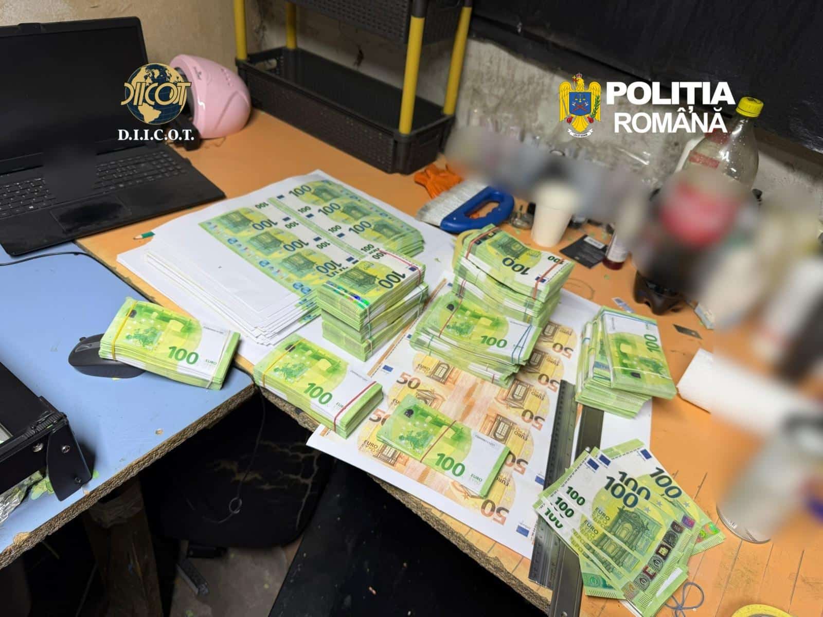 Fabrică de bani falși, descoperită la Suceava. Au fost tipărite 2 milioane de euro