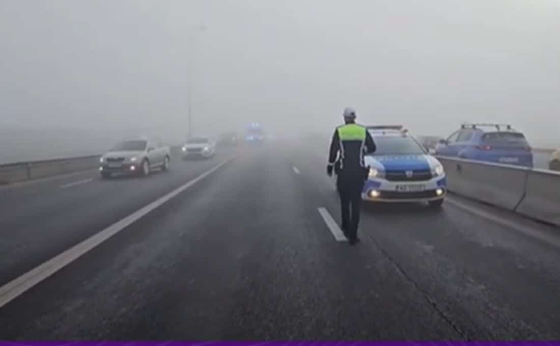 VIDEO. Val de accidente pe drumul dintre Constanța și Valu lui Traian din cauza ceții. Polițiștii au dispus intensificarea măsurilor de siguranță rutieră