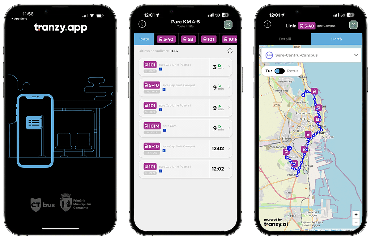Transportul public din Constanța devine smart! Aplicația tranzy.app și datele în timp real, disponibile pentru toți