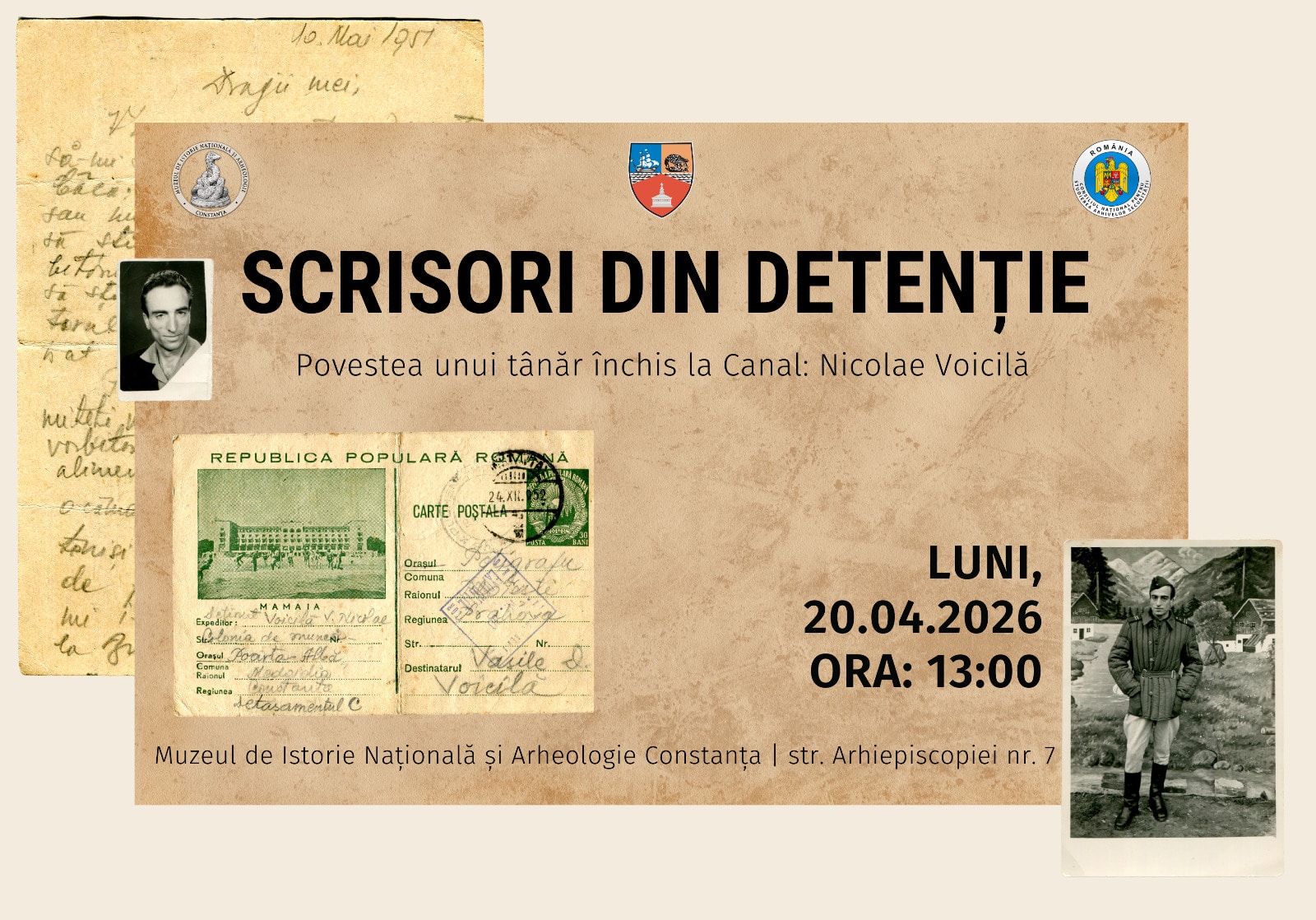 „Scrisori din detenție”. O expoziție despre destinul unui tânăr deținut politic