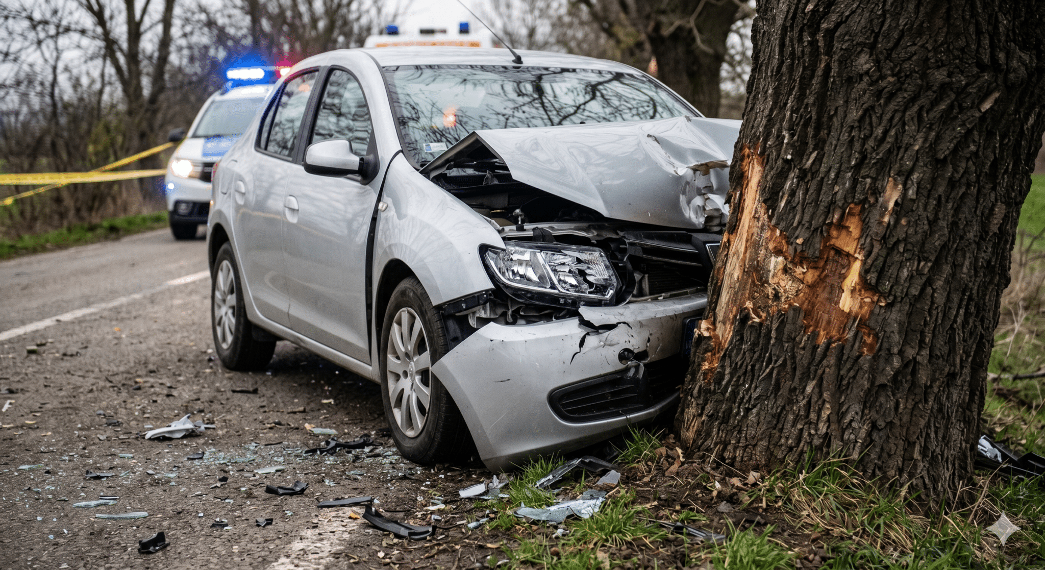 Accident grav la Amzacea: Tânăra de 20 de ani, în stop cardiac după impactul cu un pom