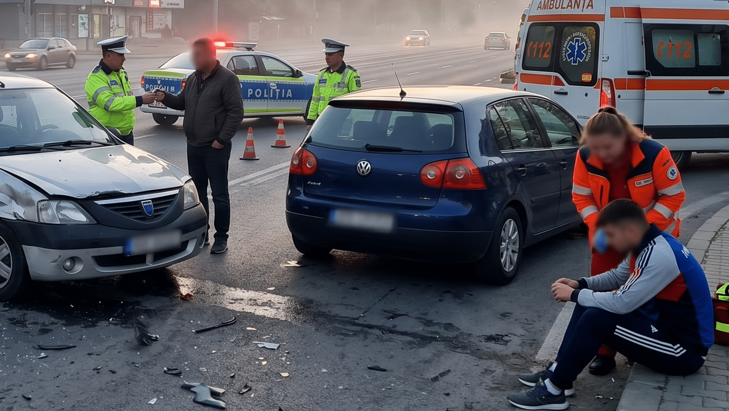 Accident rutier pe bd. Aurel Vlaicu: Unul dintre șoferi a fost depistat cu o alcoolemie de 0.81 mg/l