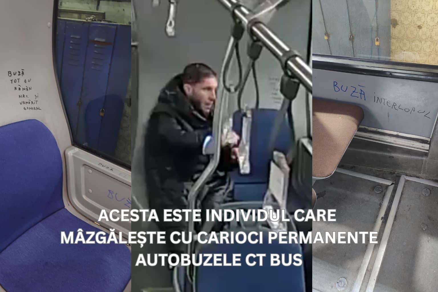 Apel la constănțeni! Este căutat „Buză interlopul”, individul care mâzgălește autobuze