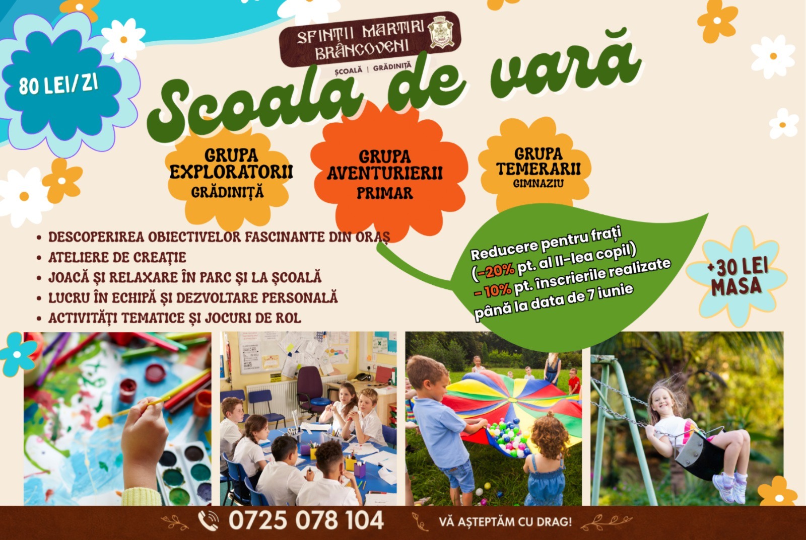 Școala de vară „Sfinții Martiri Brâncoveni” îi așteaptă pe copii la aventură, creativitate și joc