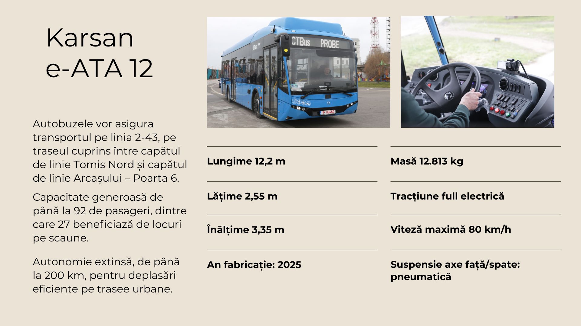 ANUNȚ CT BUS! Autobuze noi pe linia 2-43