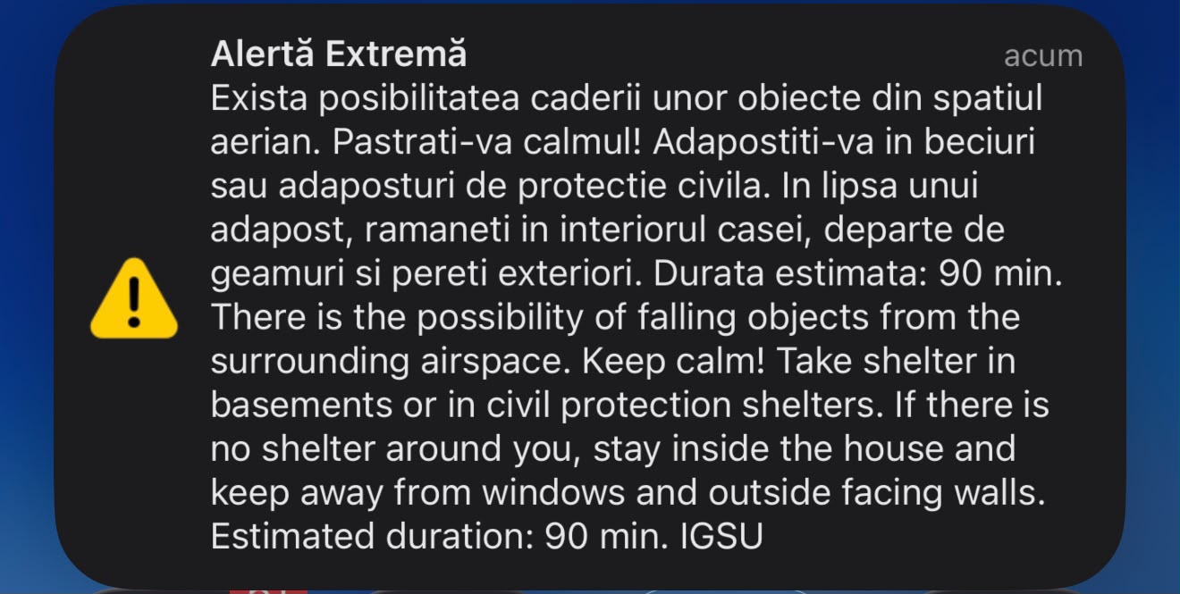 Un nou mesaj RO-Alert în județul Tulcea. Un localnic a sunat la 112 după ce a observat avioane care urmăreau o țintă