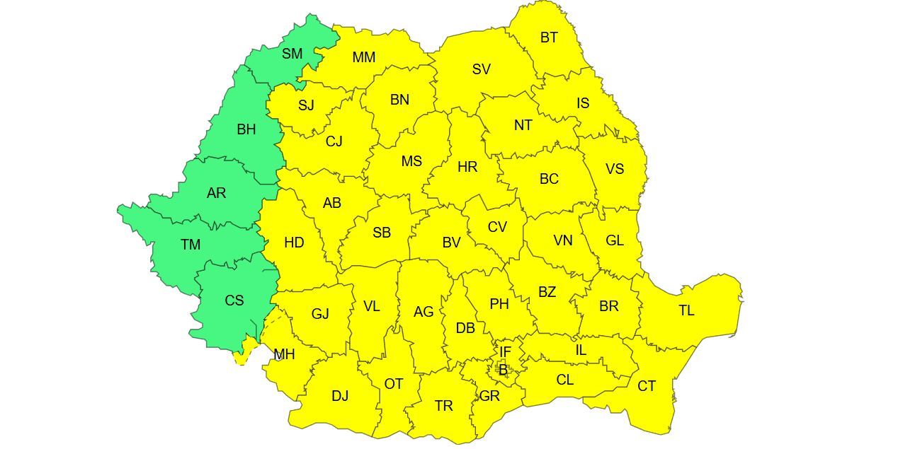 Dobrogea, sub Cod Galben de furtuni. Averse torențiale, vijelii și grindină până sâmbătă dimineață
