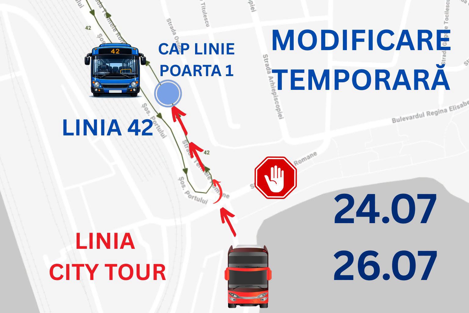 Anunț CT BUS cu privire la liniile 42 și City Tour